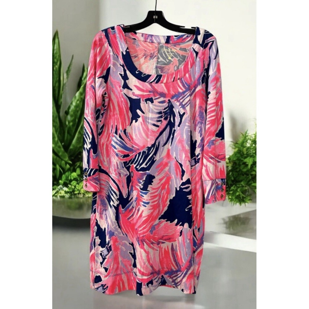 New Lilly Pulitzer Merrit Dress True Blue Paradise Point Pink Purple Medium M